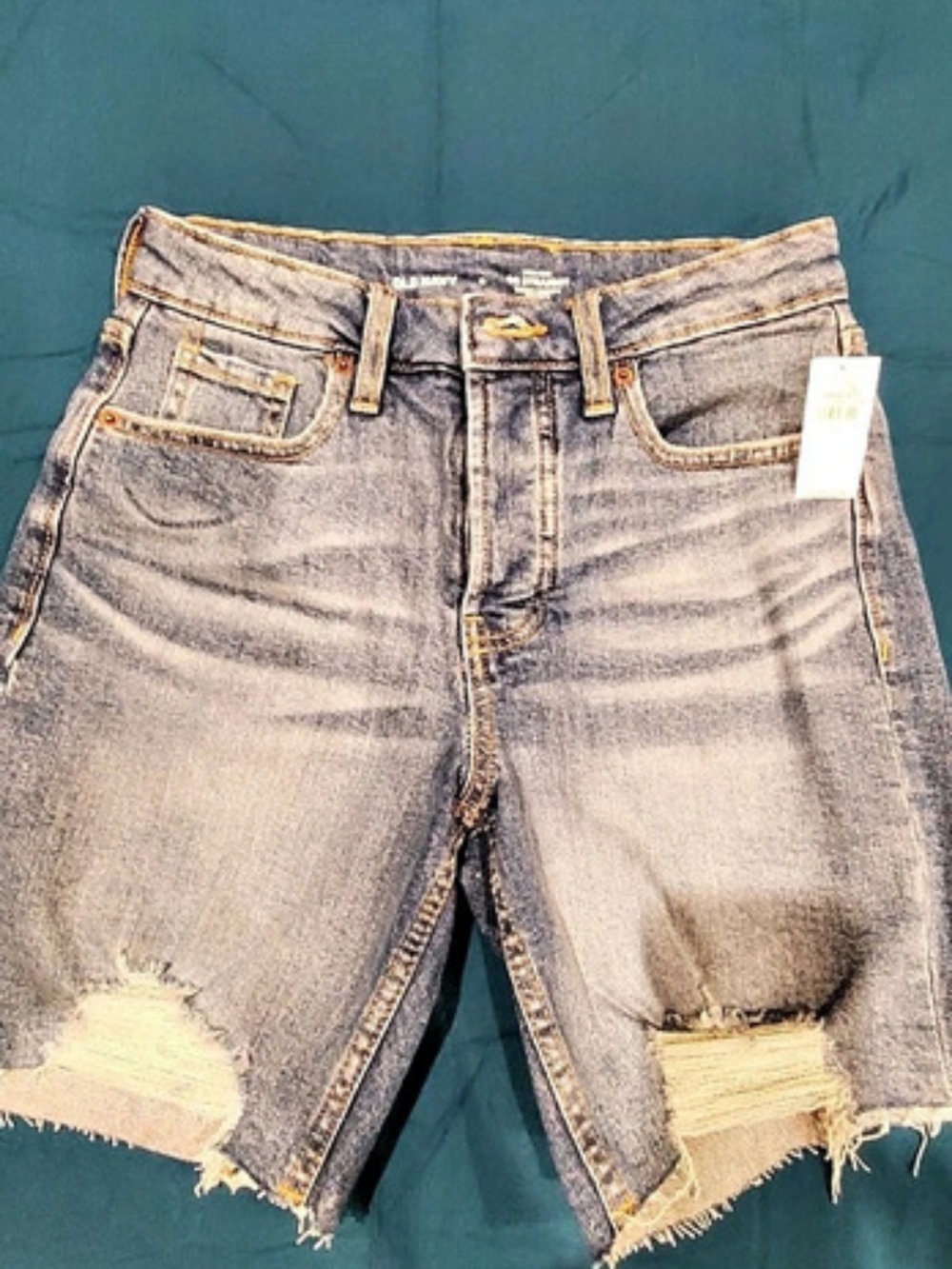 Old Navy High-Waisted O.G. Straight Cut-Off Jean Shorts Distressed Denim Jean